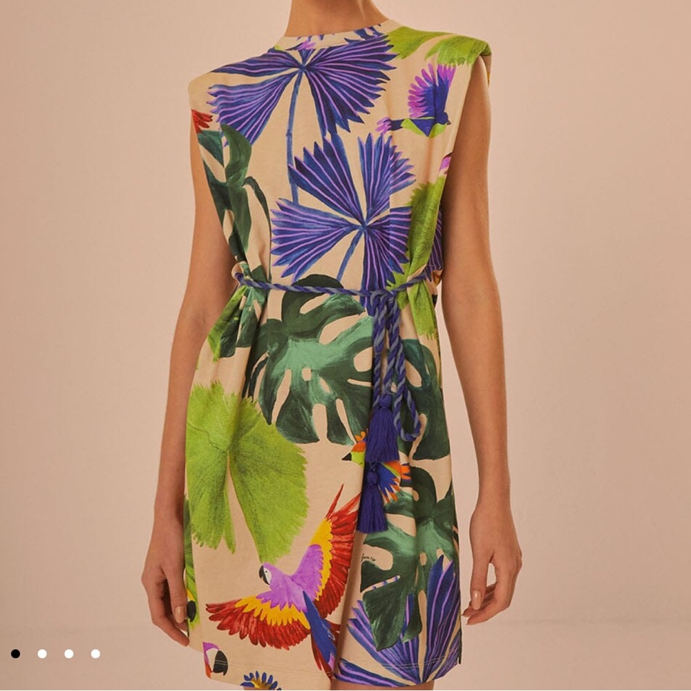 FARM Rio Purple Green Sleeveless Sundress Mini